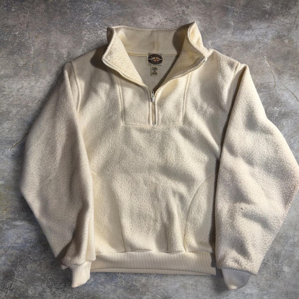 Vintage Midwest Traders Cream Fleece Quarter Zip Pullover Mens M 90s Gorpcore